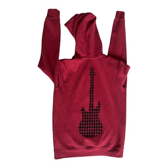 IKKS SWEAT JACKET RED WITH HOUNDSTOOTH GUITAR LOGO ON BACK BOYS 14-16 - Picture 10 of 15